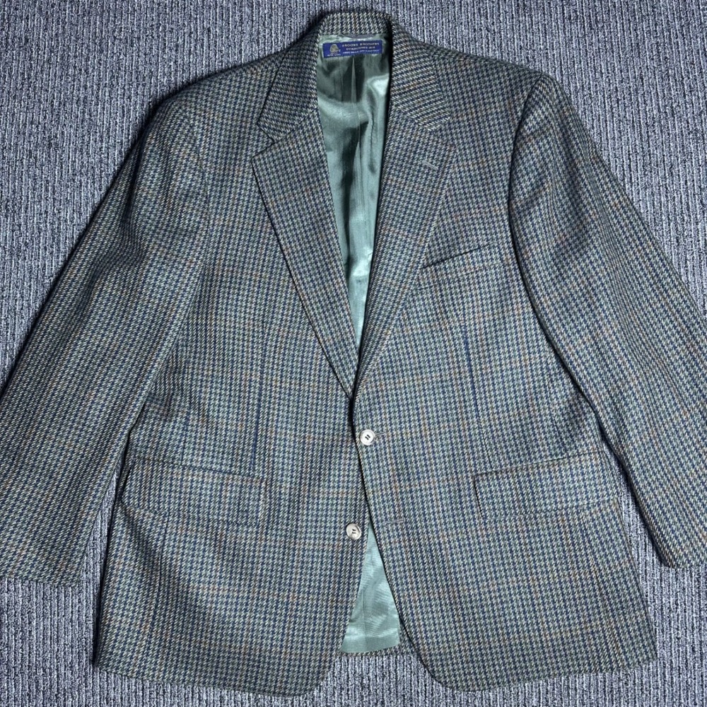 Brooks Brothers Houndstooth Wool Sport Coat Blazer Menswear Classic Style 44R